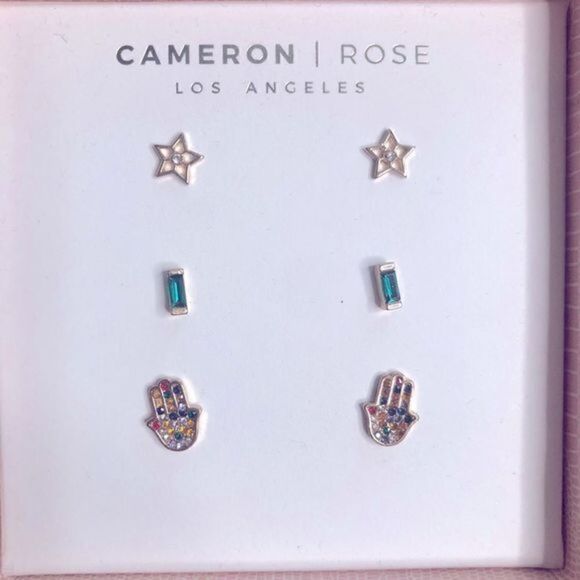 Cameron Rose set of 3 earrings Good vibes - Picture 2 of 3